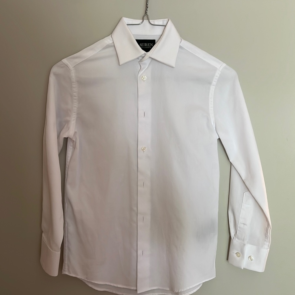 Boys Size 8 Ralph Lauren White Long Sleeve Dress Shirt